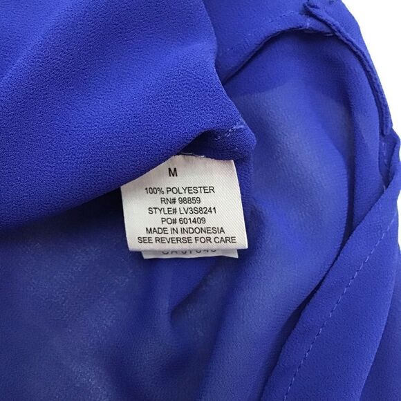 OLIVE & Oak blue button down shirt sheer cobalt blue shirt long sleeves medium - Picture 7 of 12